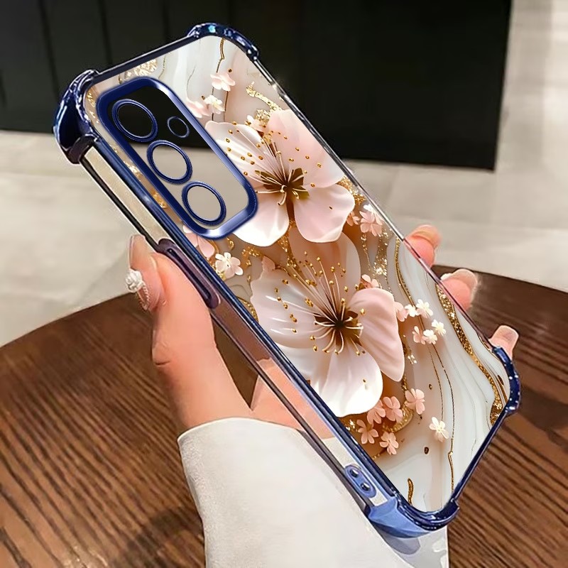 Samsung Accessories Phone - Electroplated Flower Clear Phone Case For