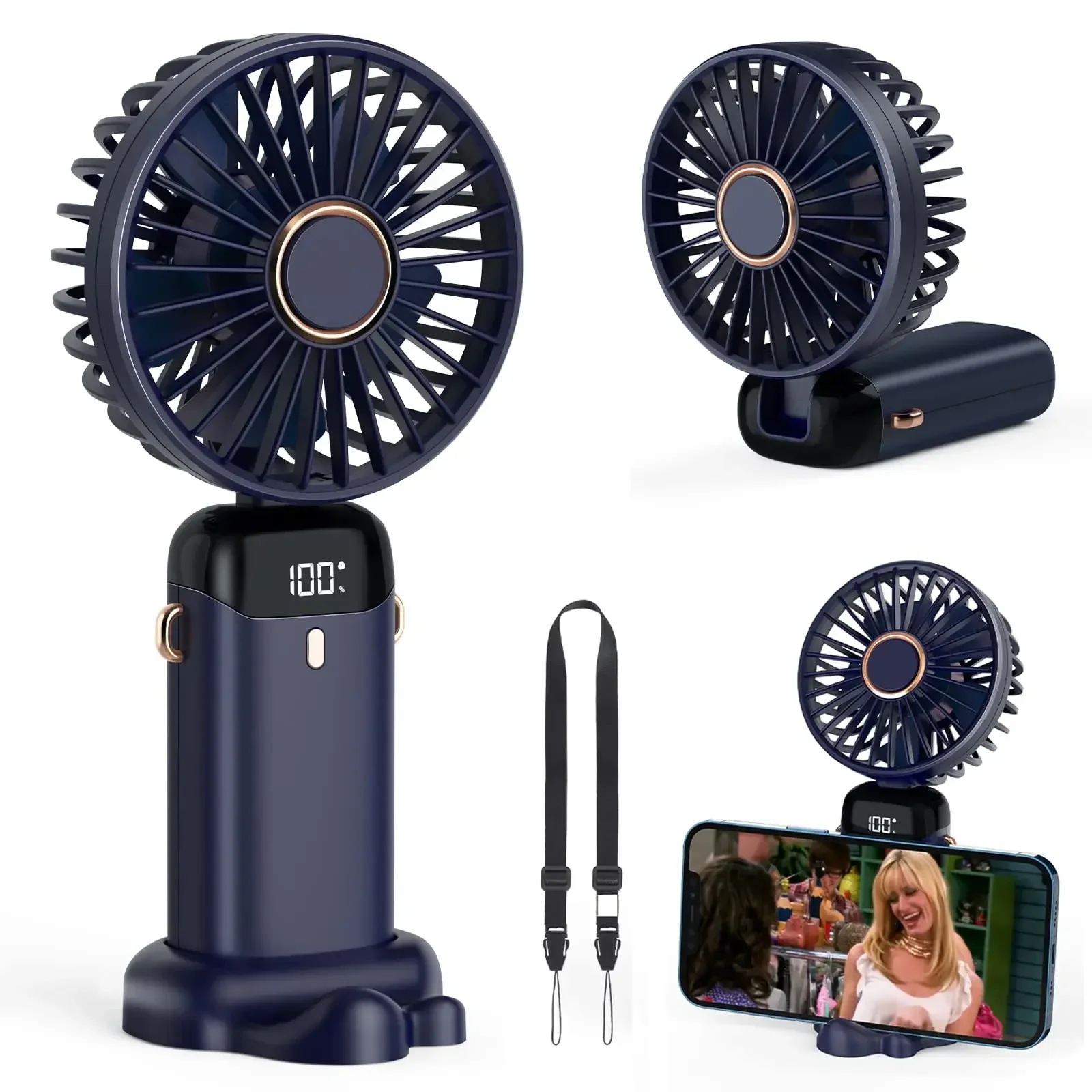 5000mAh Handheld Mini Fan Wire - Neck Hanging Phone Holder review and price