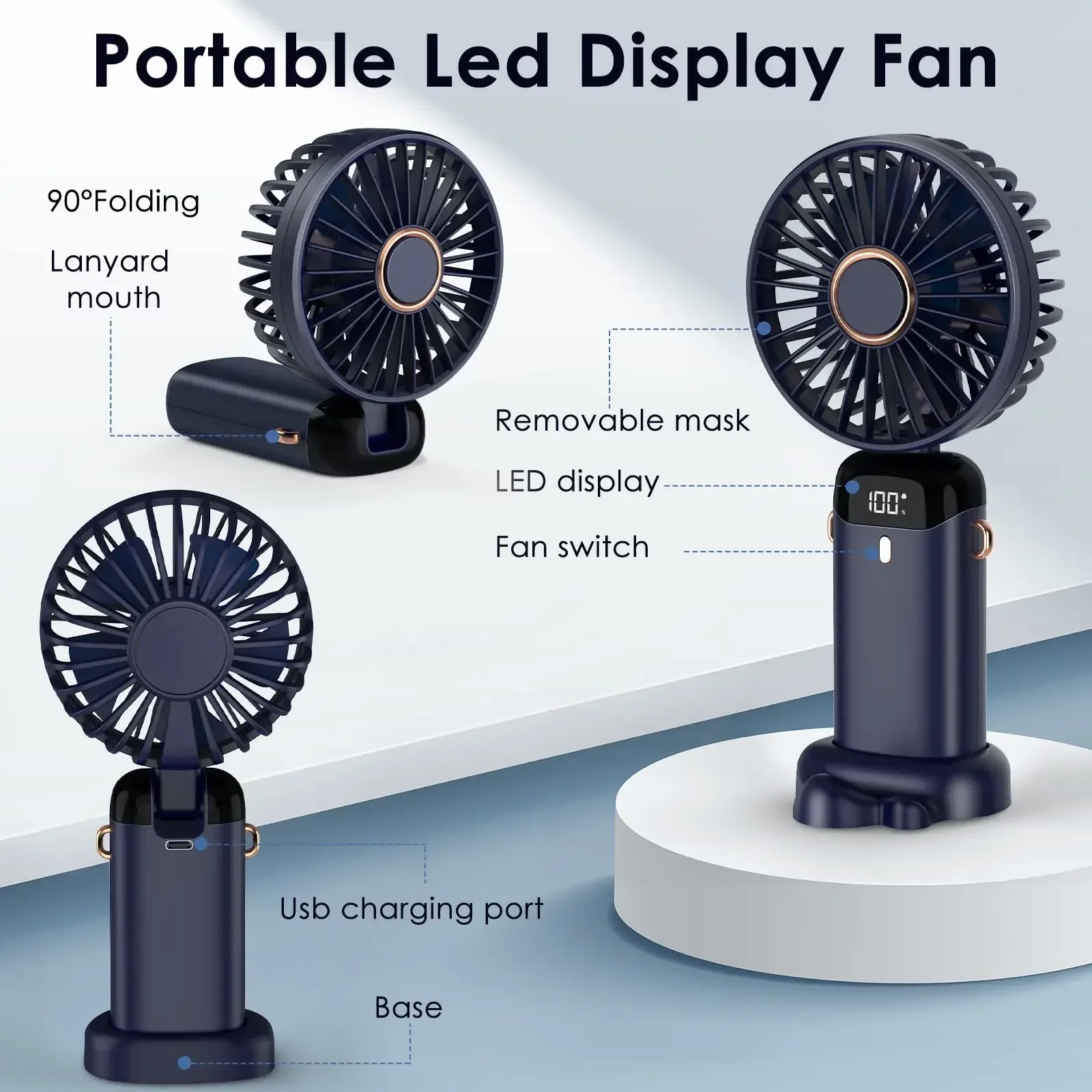 5000mAh Handheld Mini Fan Wire - Neck Hanging Phone Holder review and price