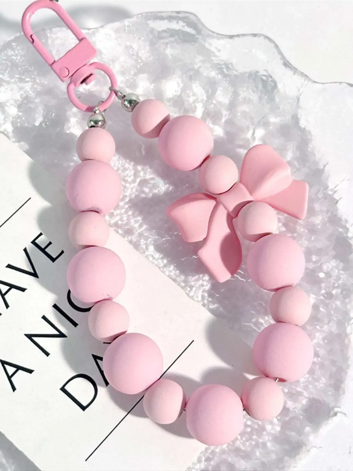 1pc Pink Pearl Bow Keychain Mo - Phone Accessories For Teen Girls review and price